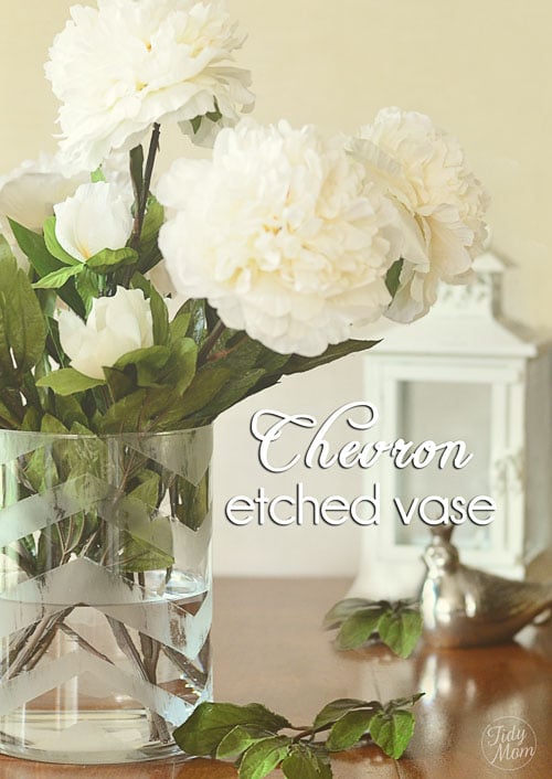 DIY Chevron Etched Glass Vase at TidyMom.net