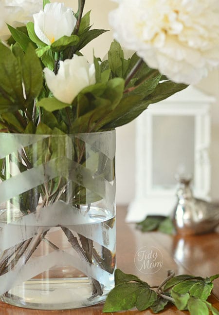 DIY Chevron Etched Vase at TidyMom.net