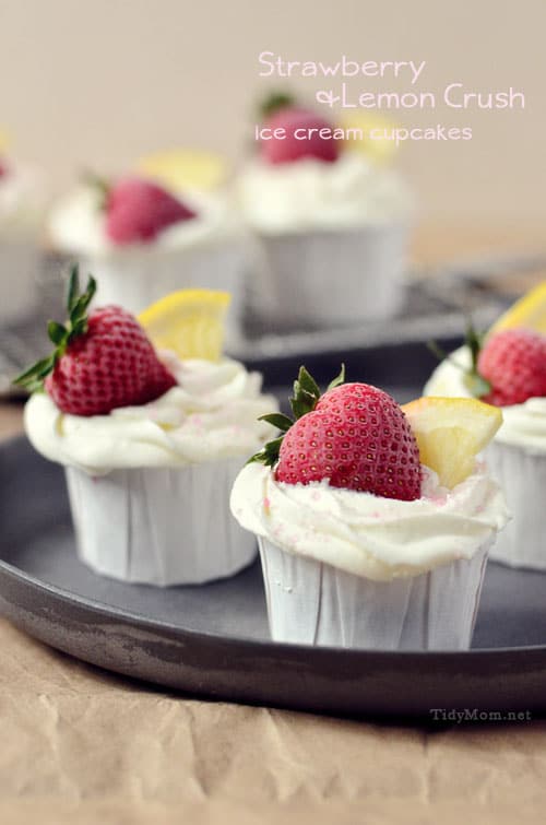 Strawberry & Lemon Ice Cream Cupcakes at TidyMom