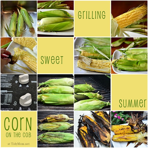 Grilling Corn on the Cob photo collage of steps