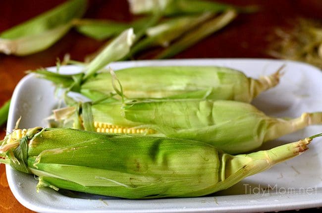 How To Grill Corn on the Cob: tie husks