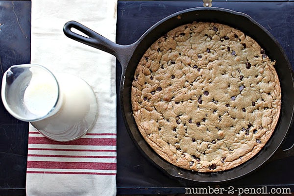 skillet cookie and milk