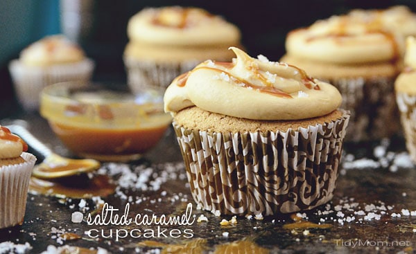 Salted Caramel Cupcakes at TidyMom.net