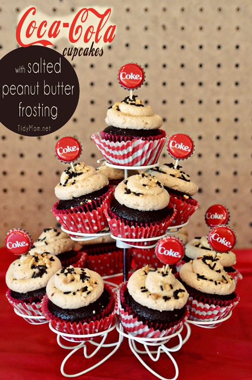Coca Cola Cupcakes with Peanut Butter Frosting at Tidymom.net