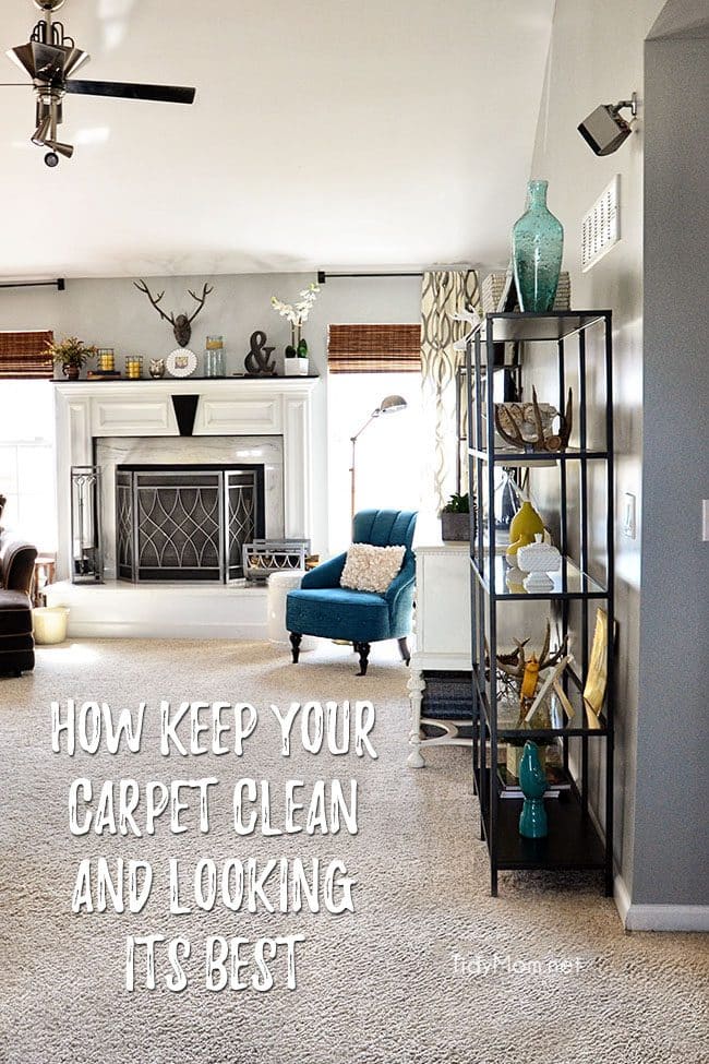 Carpets get dirty - there's no way around it. But they don't have to stay that way. Learn how to keep your carpet clean and looking its best. Follow these tips and keep your carpeted floors cozy, clean, and looking like new for years to come at TidyMom.net #cleaning #cleaningtips #carpetcleaning #carpetcleaningtips #hometips #tidymom