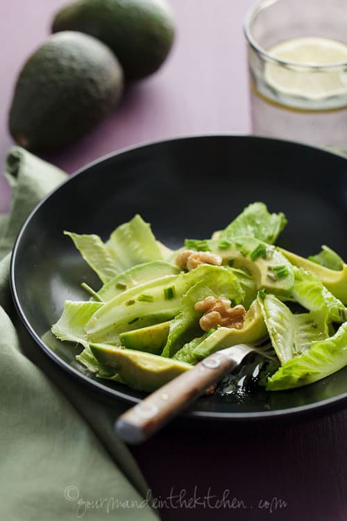 Avocado and Romaine Salad with Walnuts at Gourmande in the Kitchen