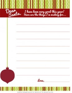 Dear Santa Wish List FREE Printable at TidyMom.net