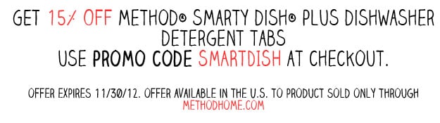 Save 15% on Method Smarty Dish Dishwasher Tabs