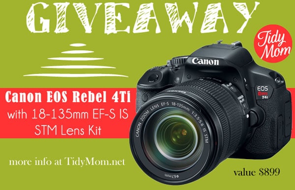 Canon EOS Rebel T4i Giveaway at TidyMom.net