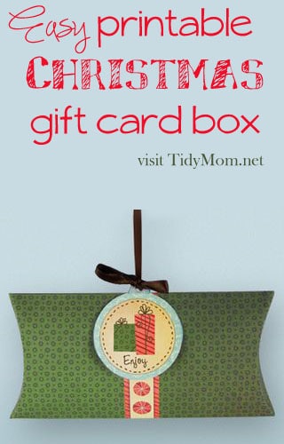 easy printable Christmas gift card box at TidyMom.net