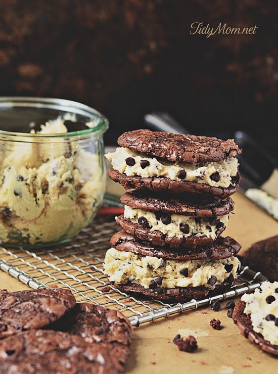 Choc Chip Cookie Dough Brownie Cookies at TidyMom.net