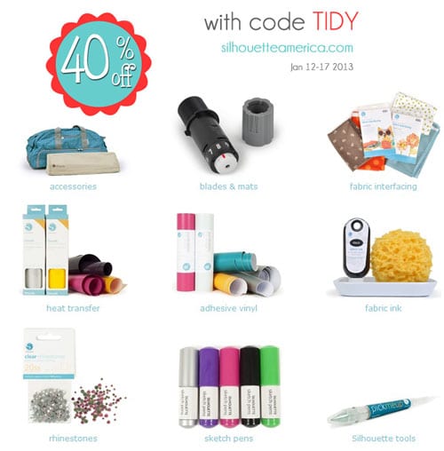 Silhouette accessories and vinyl 40% off with code TIDY