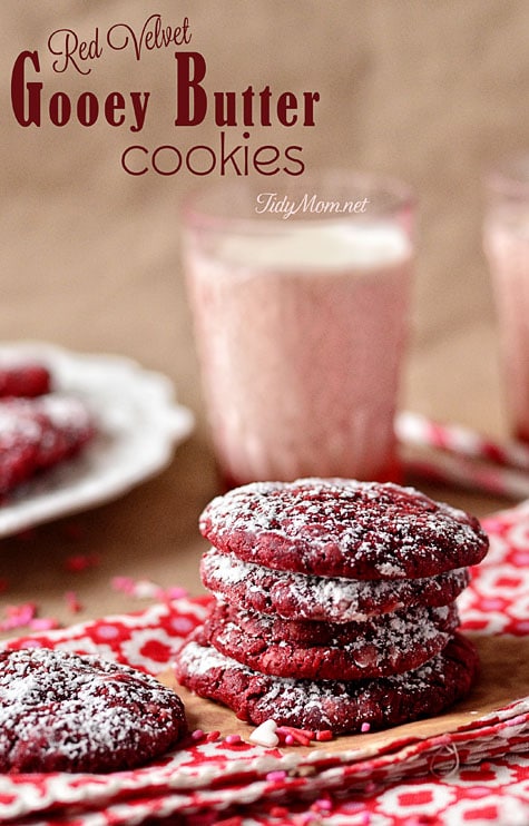 Red Velvet Gooey Butter Cookie recipe at TidyMom.net