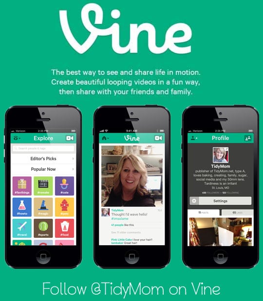 Vine app with TidyMom