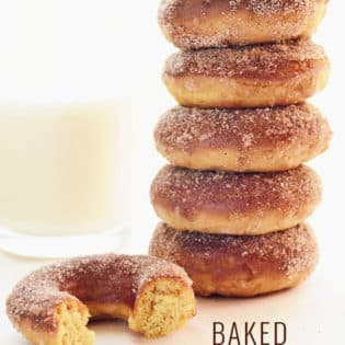 Baked donuts are quick and much easier than fried donuts. This recipe for BAKED MAPLE & CINNAMON DONUTS is full of maple flavor, topped with cinnamon and sugar and can be on your table in under 20 minutes. Printable recipe + video at TidyMom.net