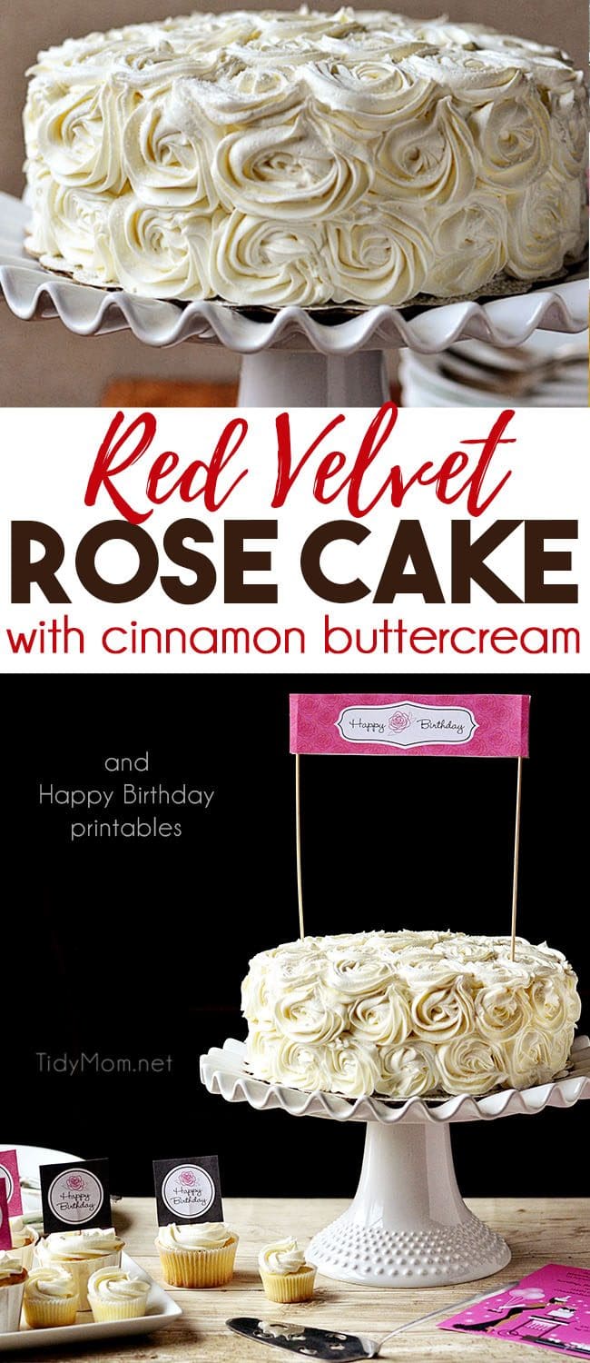 Rose Cake made of Red Velvet Cake and Cinnamon Buttercream photo collage