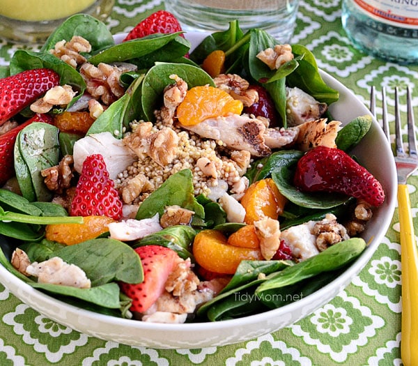 Strawberry Orange Spinach Salad with Quinoa at TidyMom