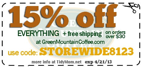 Green Mountain Coffee coupon STOREWIDE8123