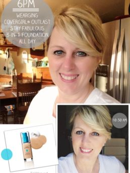 TidyMom wearing Covergirl Outlast Stay Fabulous 3-in-1 Foundation Test Drive