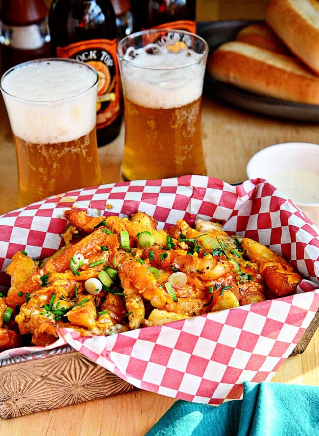 cheesy buffalo french fries in a basket