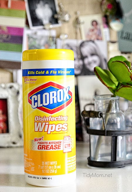 Clorox Wipes in TidyMom's Office