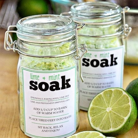 DIY Foot Soak in jars with free printable label