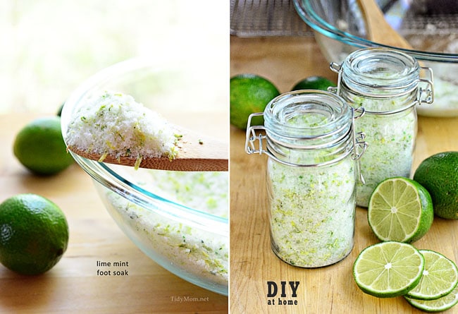 DIY Lime Mint Foot Soak at TidyMom