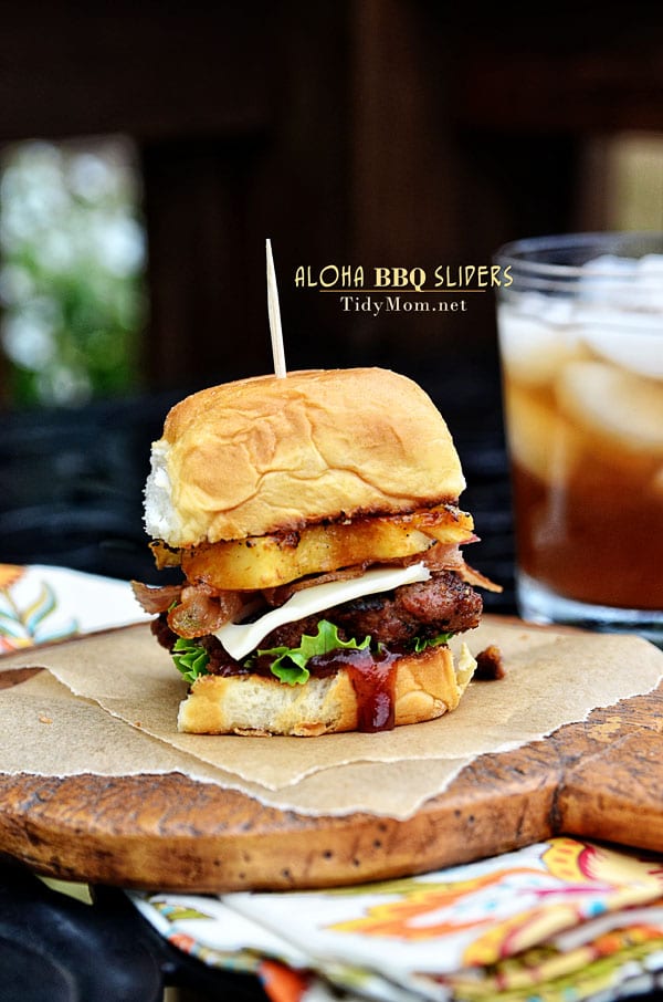 Aloha BBQ Sliders | burger recipe at TidyMom.net