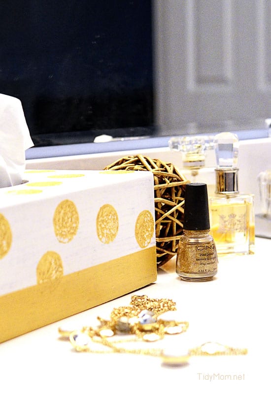 DIY Gold Tissue Box at TidyMom.net