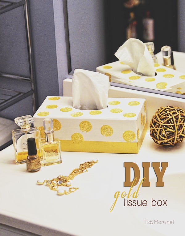 DIY Gold Tissue Box at TidyMom.net