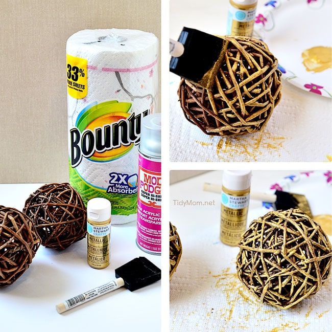 Paint Grapevine Balls gold - at TidyMom.net