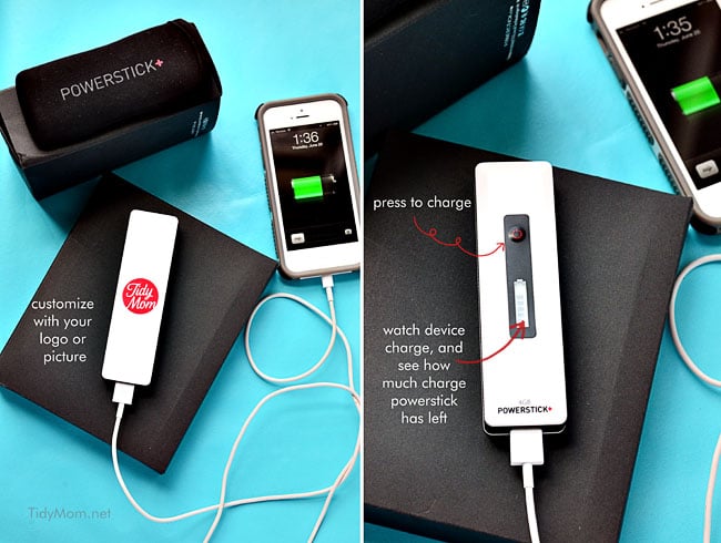 Portable, customized Charges from Powerstick.com | more info at TidyMom.net