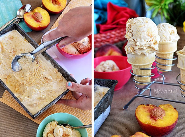 Roasted Brown Sugar Peaches and Cream Frozen Custard recipe at TidyMom.net