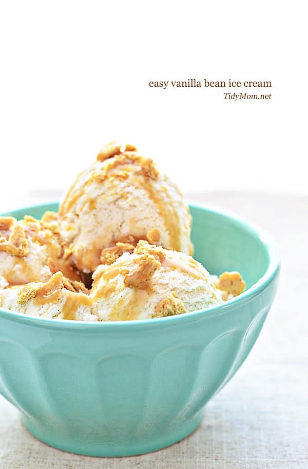 Easy Vanilla Bean Ice Cream recipe at TidyMom.net