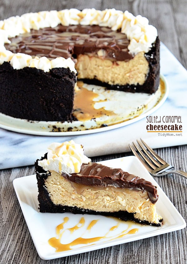 salted caramel cheesecake with chocolate ganache