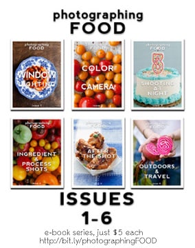 photographing FOOD e-book series.  Issue 1-6 just $5 each