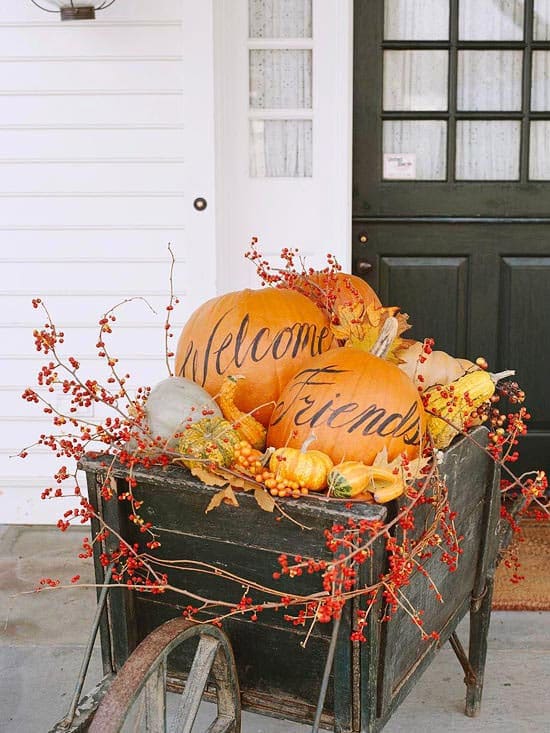 Fall Harvest Welcome Wheelbarrow