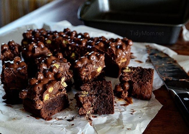 Peanut Butter Crunch Black Bean Brownies recipe at TidyMom.net