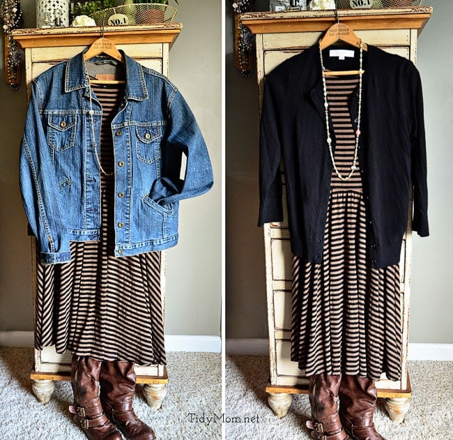 Stitch Fix Striped Dress 2 ways at TidyMom.net