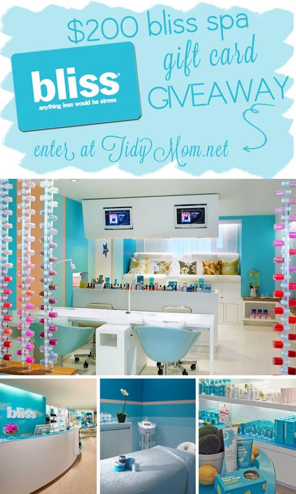 Win a $200 Gift Card to Bliss Spa at TidyMom.net