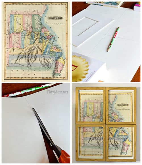 DIY Framed Vintage State Map