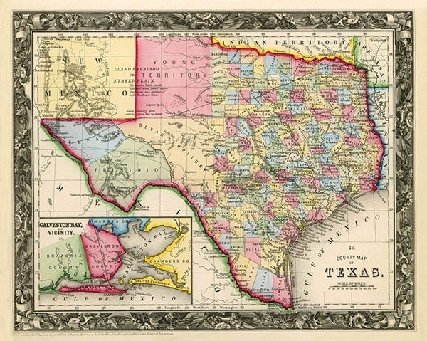 Vintage State Map of Texas print - at TidyMom.net