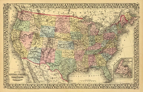 Antique Map of United States print at TidyMom.net