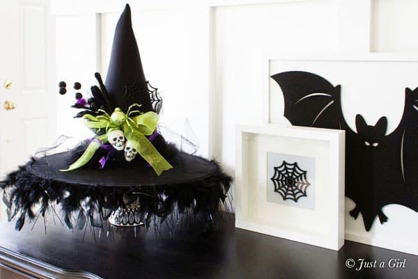 DIY Witch Hat - Halloween Decor from Just a Girl.  Tutorial at TidyMom.net