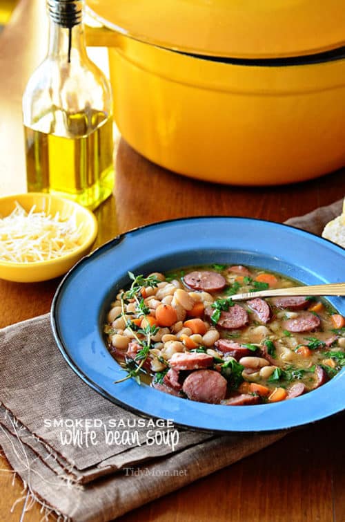 Easy Smoked Sausage & White Bean Soup | TidyMom®