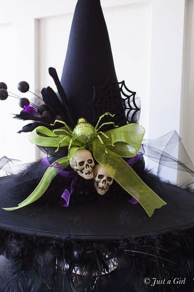 DIY Witch Hat - Halloween Decor from Just a Girl.  Tutorial at TidyMom.net