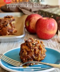 Apple Bacon Pecan Sticky Biscuits. The sweet and salty flavors of the apple and bacon make these sticky biscuits stand out, for breakfast or dessert. Easy and oh so delicious! Print the full recipe at TidyMom.net