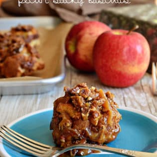 Apple Bacon Pecan Sticky Biscuits. The sweet and salty flavors of the apple and bacon make these sticky biscuits stand out, for breakfast or dessert. Easy and oh so delicious! Print the full recipe at TidyMom.net