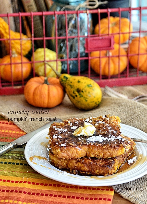 Bacon Friend Crunchy Coated Pumpkin French Toast recipe at TidyMom.net