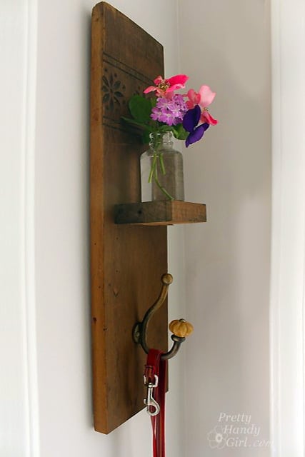 DIY Reclaimed Wood Sconce with Hook tutorial from Pretty Handy Girl at TidyMom.net